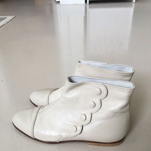 Vintage Italian Leather Vero Cuoio White Booties